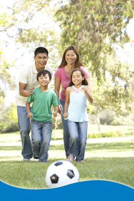 Family being active together outdoors