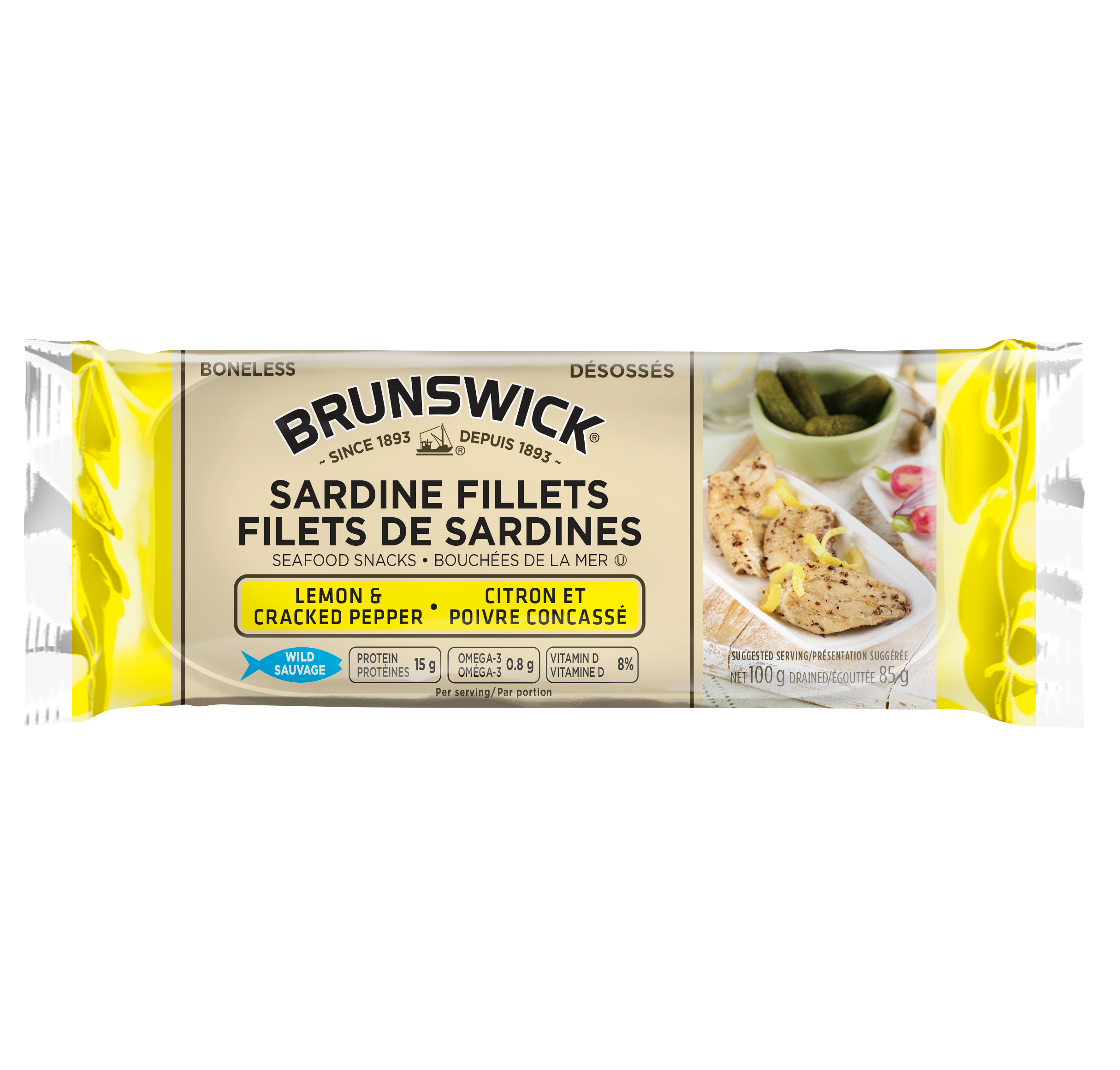 Sardine Fillets Seafood Snacks in Lemon & Cracked Pepper
