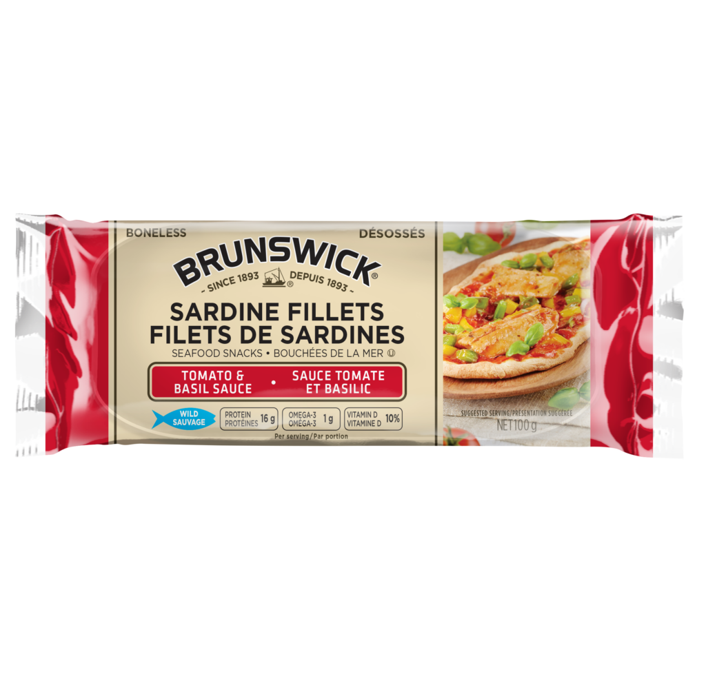 Sardine Fillets Seafood Snacks in Tomato and Basil Sauce